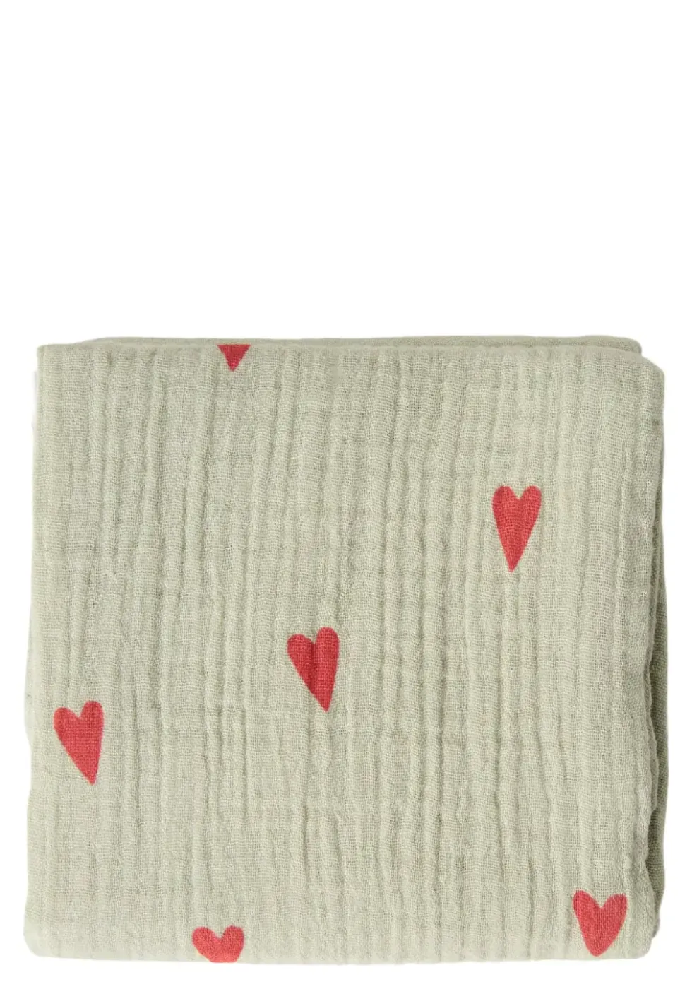 Musselin Mulltuch 'Swaddle Print Medium' Green Hearts 70 x 70 cm