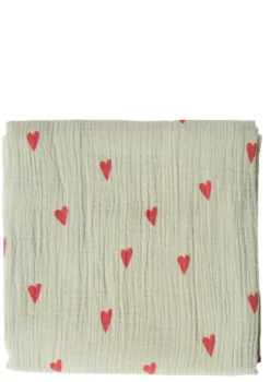 Musselin Mulltuch 'Swaddle Print Large' Green Hearts 120 x 120 cm