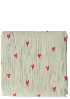 Musselin Mulltuch 'Swaddle Print Large' Green Hearts 120 x 120 cm