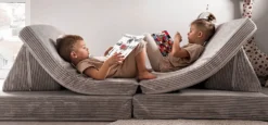 Spielsofa Velours Mond Grau