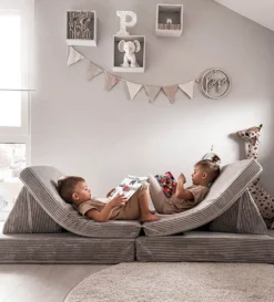 Spielsofa Velours Mond Grau