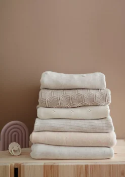 Strick-Babydecke 'Pointelle Grey Melange'