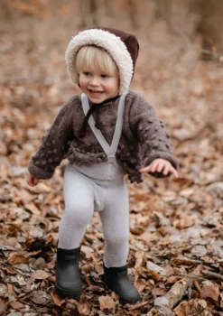 Teddy-Strumpfhose mit Trägern mit Fuß pearl grey