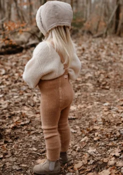 Teddy-Strumpfhose mit Trägern mit Fuß light brown