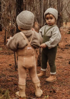 Teddy-Strumpfhose mit Trägern mit Fuß light brown