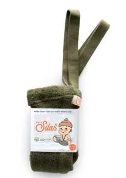 Teddy-Strumpfhose mit Trägern ohne Fuß olive