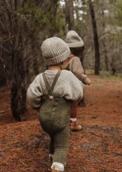 Teddy-Strumpfhose mit Trägern ohne Fuß olive