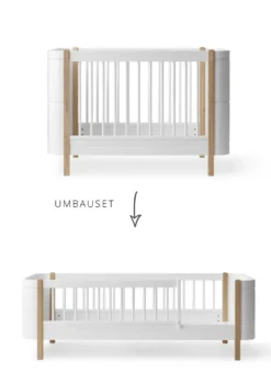 Umbauset für 'Wood Mini+' Babybett zum Juniorbett Weiß / Eiche