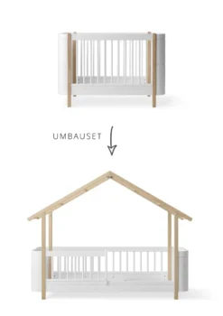 Umbauset für 'Wood Mini+' Babybett zum Hausbett Weiß/Eiche