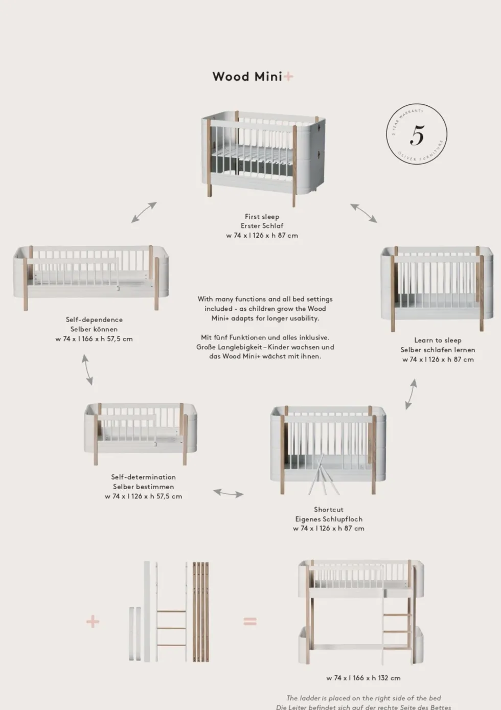Umbauset für 'Wood Mini+' Babybett zum Juniorbett Eiche
