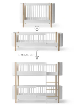 Umbauset für 'Wood Mini+' Baby- und Juniorbett zum halbhohen Etagenbett Weiß / Eiche