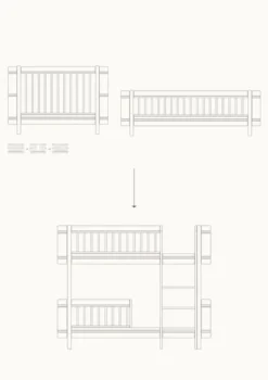 Umbauset für 'Wood Mini+' Baby- und Juniorbett zum halbhohen Etagenbett Weiß / Eiche