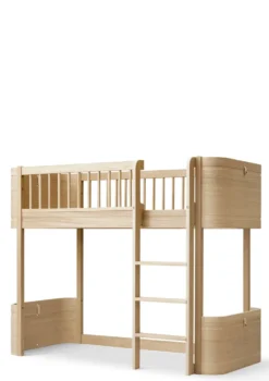 Umbauset für 'Wood Mini+' Babybett inkl. Junior-Erweiterung zum halbhohen Hochbett Eiche