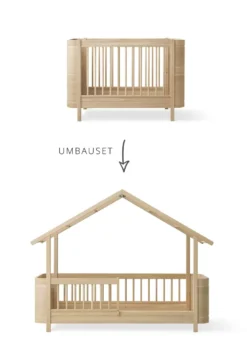Umbauset für 'Wood Mini+' Babybett zum Hausbett Eiche