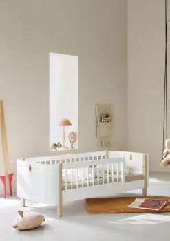 Umbauset für 'Wood Mini+' halbhohes Etagenbett zu zwei Juniorbetten Weiß / Eiche