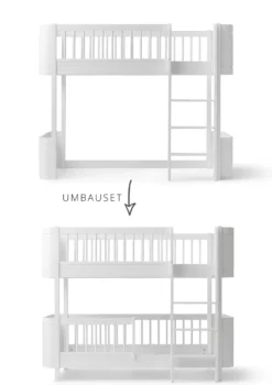 Umbauset für 'Wood Mini+' halbhohes Hochbett zum halbhohen Etagenbett Weiß