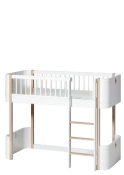 Umbauset für 'Wood Mini+' Hausbett zum halbhohen Hochbett Weiß/Eiche