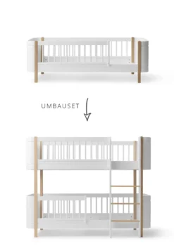 Umbauset für 'Wood Mini+' Juniorbett zum halbhohen Etagenbett Weiß / Eiche