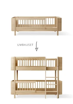 Umbauset für 'Wood Mini+' Juniorbett zum halbhohen Etagenbett Eiche
