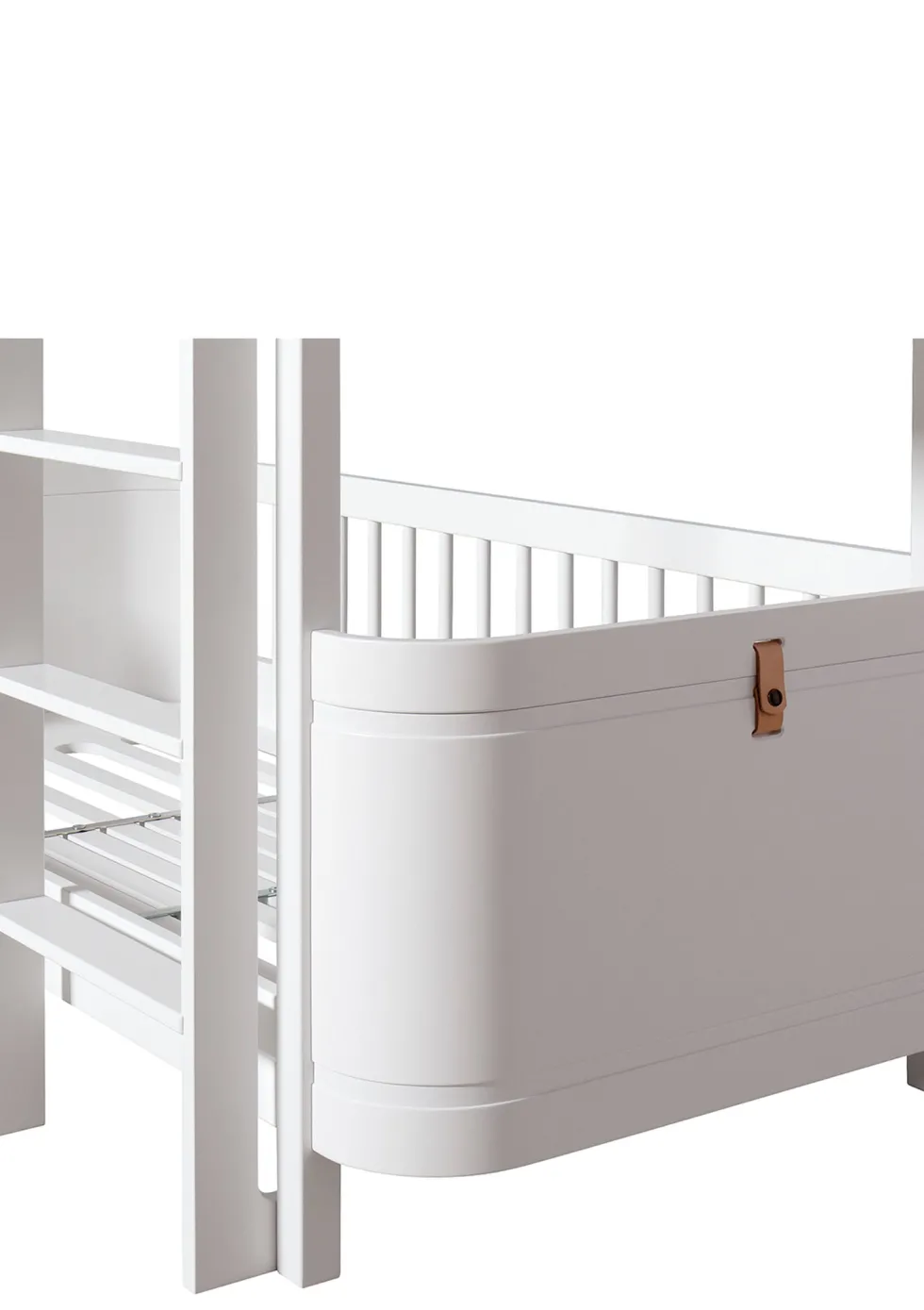 Umbauset für 'Wood Mini+' zwei Juniorbetten zum halbhohen Etagenbett Weiß