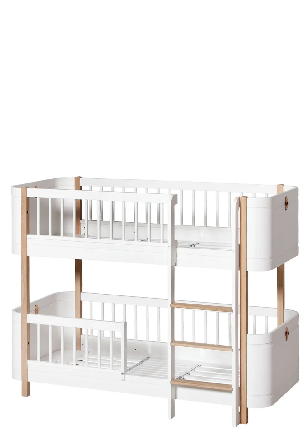 Umbauset für 'Wood Mini+' zwei Juniorbetten zum halbhohen Etagenbett Weiß / Eiche