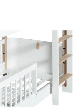 Umbauset für 'Wood Mini+' zwei Juniorbetten zum halbhohen Etagenbett Weiß / Eiche