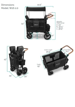 W2 Luxe Kinderwagen 2-Sitzer Volcano Black